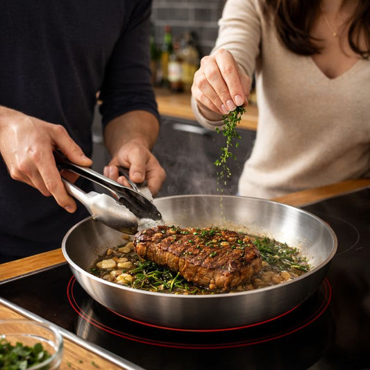 SteakPro Edelstahlpfanne – Restaurant-Qualitaet für zuhause